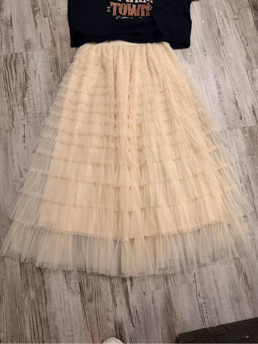 Tulle Ivory Tiered Ruffle Maxi Skirt